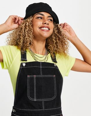 トップショップ TOPSHOP デニム ドレス 黒色 ブラック レディース 【 TOPSHOP CARPENTER PINI DENIM DRESS IN WASHED BLACK WASH 】