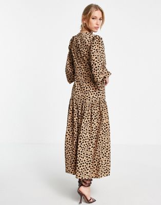 ネバーフリードレス NEVER FULLY DRESSED ドレス 茶色 ブラウン レディース 【 NEVER FULLY DRESSED LUCIA DELIAH ANIMAL PRINT DRESS IN BROWN 】