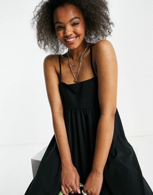 エイソス ASOS DESIGN ドレス 黒色 ブラック ミディドレス レディース 【 ASOS DESIGN CAMI WITH SQUARE NECK IN BLACK 】