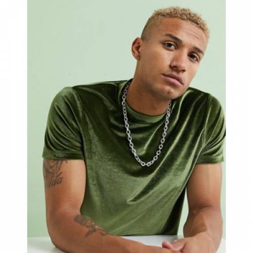 限定価格セール Tシャツ ベロア Khaki Velour In Tshirt Design Asos カットソー トップス メンズファッション カーキ Aoos2 Rashiastrologer Com