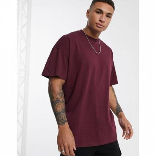 非常に高い品質 バーガンディー ワイン色 クルー Tシャツ メンズファッション Burgundy In Neck Crew With Tshirt Oversized Design Asos カットソー トップス Aoos2 Www Panoramafoods Com