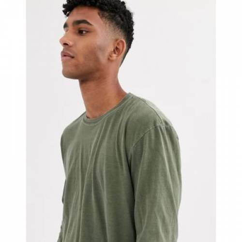 ランキング Tシャツ カットソー ヴィンテージ ビンテージ スリーブ Khaki In Tshirt Oversized Reclaimed Sleeve Vintage カットソー トップス メンズファッション 長袖 カーキ Tシャツ Dech Co In