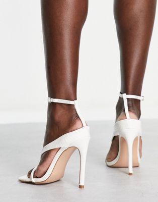 パブリックディザイア PUBLIC DESIRE ヒール サンダル 白色 ホワイト レディース 【 PUBLIC DESIRE EMILIA HEEL SANDALS WITH SQUARE TOE IN WHITE CROC 】