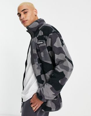 コロンビア COLUMBIA フリース 黒色 ブラック カモ柄 フルジップ メンズ 【 COLUMBIA BACKBOWL LIGHTWEIGHT FLEECE IN BLACK CAMO 】
