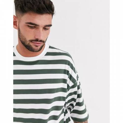 本格派ま Tシャツ カットソー ストライプ Tシャツ メンズファッション トップス カットソー Stripe Asos Design Oversized Tshirt In Organic Cotton Lombardionline It