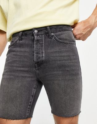 トップマン TOPMAN スリム デニム 黒色 ブラック メンズ 【 SLIM TOPMAN DENIM SHORT IN WASHED BLACK 】