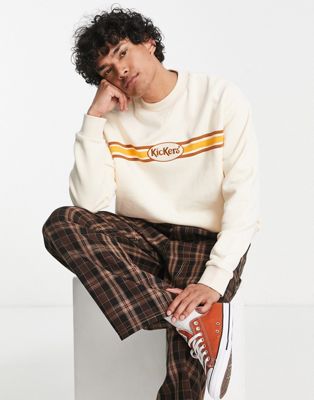 キッカーズ KICKERS ロゴ ストライプ スウェットシャツ トレーナー クリーム メンズ 【 STRIPE KICKERS LOGO SWEATSHIRT IN ECRU CREAM 】