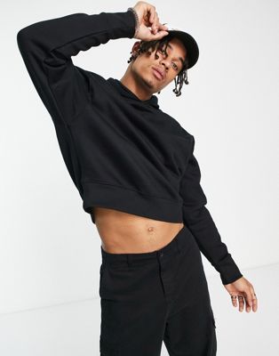 エイソス ASOS DESIGN フーディー パーカー 黒色 ブラック メンズ 【 ASOS DESIGN HEAVYWEIGHT OVERSIZED CROPPED HOODIE IN BLACK 】
