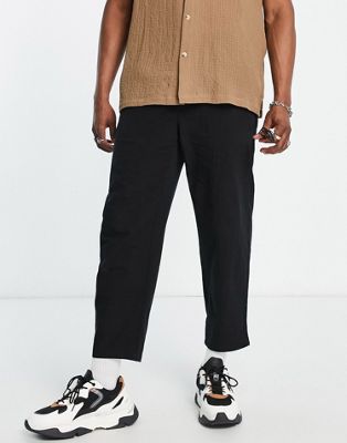 オンリーアンドサンズ Only Sons 黒色 ブラック メンズ And Loose Fit Linen Mix Trousers In Black 売れ筋