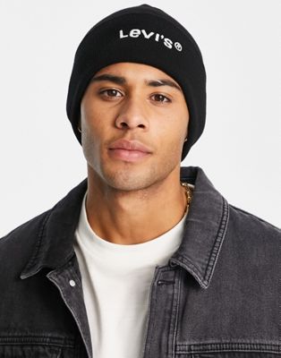 リーバイス LEVI'S ビーニー キャップ 帽子 モダン ビンテージ ヴィンテージ ロゴ 黒色 ブラック LEVI'S メンズ 【 VINTAGE WOODMARK BEANIE WITH MODERN LOGO IN BLACK 】