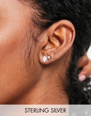 21新作 キングスリーライアン Kingsley Ryan 銀色 シルバー イヤリング レディース Silver Sterling Crystal Teardrop Stud Earrings