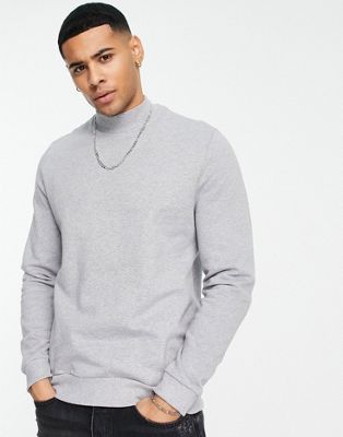 最高の品質の エイソス Asos Design スウェットシャツ トレーナー 灰色 グレー メンズ Sweatshirt With Turtle Neck In Grey Marl