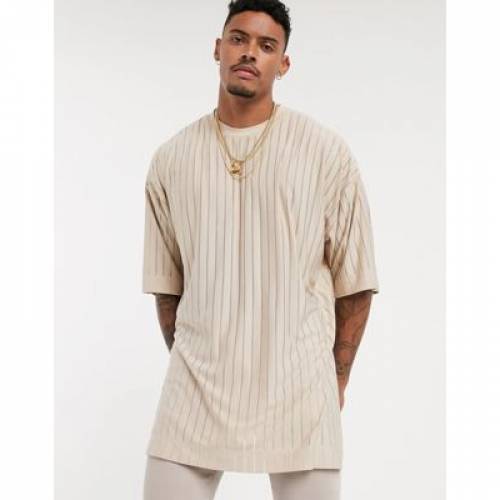 新品登場 Tシャツ カットソー Tシャツ ストライプ Beige Sheer In Tshirt Longline Super Oversized Design Asos Stripe カットソー トップス メンズファッション ベージュ Www Alidineinn Com Au