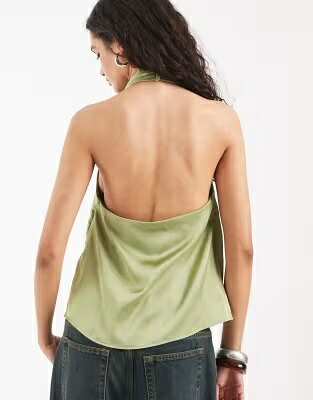ヴェロモーダ サテン 緑 グリーン レディース VERO MODA VERO MODA SATIN HALTERNECK TOP IN SAGE GREEN /|スニケス