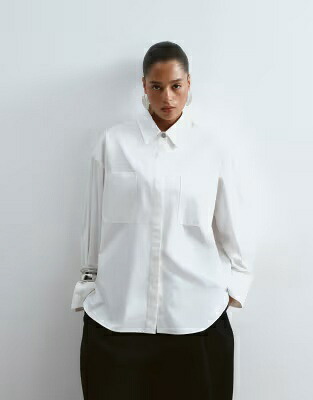 プレミアム 白色 ホワイト レディース ARRANGE CURVE PREMIUM OVERSIZED SHIRT IN WHITE /|スニケス
