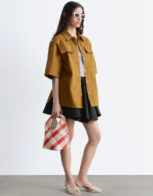 アンドアザーストーリーズ ピュア ベージュ & レディース & OTHER STORIES OTHER STORIES OVERSIZED PURE COTTON UTILITY SHIRT IN BEIGE /｜スニケス