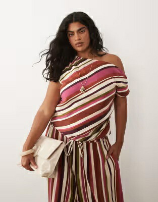 NOBODY'S レディース NOBODY'S CHILD PLUS CHILD PLUS LINEN LOOK OFF THE SHOULDER TOP IN MULTI STRIPES - PART OF A SET /|スニケス