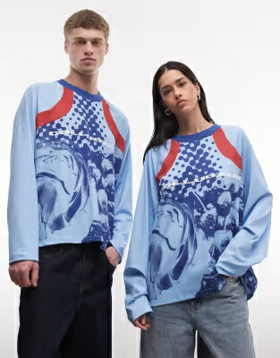 コリュージョン サッカー Tシャツ 青色 ブルー ユニセックス COLLUSION UNISEX SOCCER T-SHIRT IN BLUE /｜スニケス 20,100円
