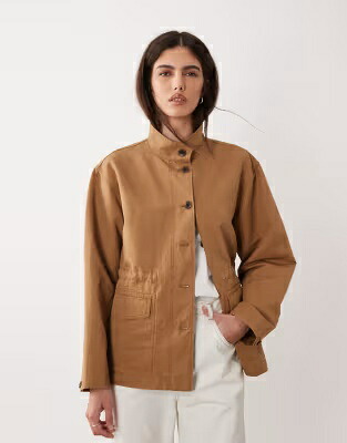 ベージュ レディース ARKET LINEN MIX WASHED OVERSHIRT WITH FRONT POCKETS IN DARK BEIGE / DARK BEIGE｜スニケス