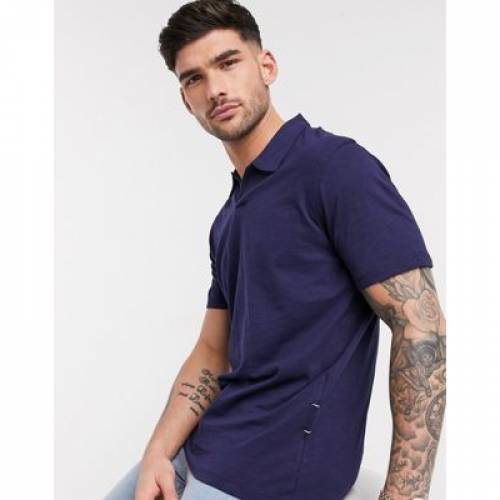 日本の職人技 Tシャツ カットソー カットソー トップス メンズファッション ネイビー 紺色 Tシャツ Navy In Tshirt Marl Collar Revere Cotton Organic Homme Selected Dgb Gov Bf