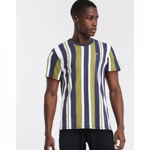 500円引きクーポン Tシャツ カットソー Stripe カットソー トップス メンズファッション カーキ Tシャツ ストライプ ジーンズ Tommy Multi Khaki In Tshirt Vertical Jeans Kapili Na Com