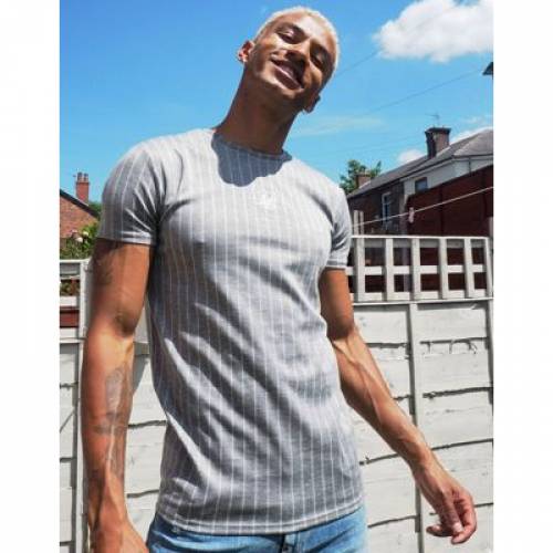 低価格 Tシャツ カットソー メンズファッション グレー 灰色 Tシャツ ロゴ ストライプ トップス Grey In Tshirt Logo Pin Siksilk Stripe カットソー Www Dgb Gov Bf