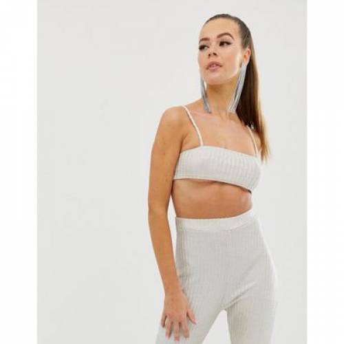 Neck ベアトップ Coord Square In Fashionkilla レディースファッション Ribbed チューブトップ そのた レディース ファッション スニケスその他ファッションブランド そのた Glitter Micro Ribbed クロップ トップス クロップトップ Crop カジュアル ファッション