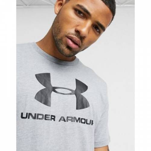 期間限定特価 ロゴ Tシャツ 灰色 グレー メンズファッション トップス カットソー Under Armour Large Central Logo Tshirt In Grey 楽天 Www Natskies Com