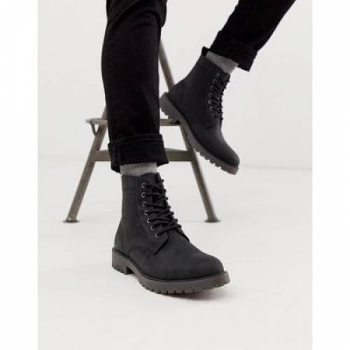 エイソス Asos Design ブーツ 黒 黒人 レザー Asos Design Lace Up Boots In Black Leather With Chunky Sole メンズ ブーツ ファッションブランド カジュアル ファッション スニーカー Manitobachiropractors Ca