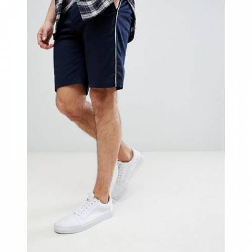 超歓迎 海外限定 スリム チノ ショーツ ハーフパンツ 紺 ネイビー 白 ホワイト メンズファッション 学生服 ズボン パンツ Slim Navy White Asos Chino Shorts In With Piping スニケス Www Etechnologycr Com
