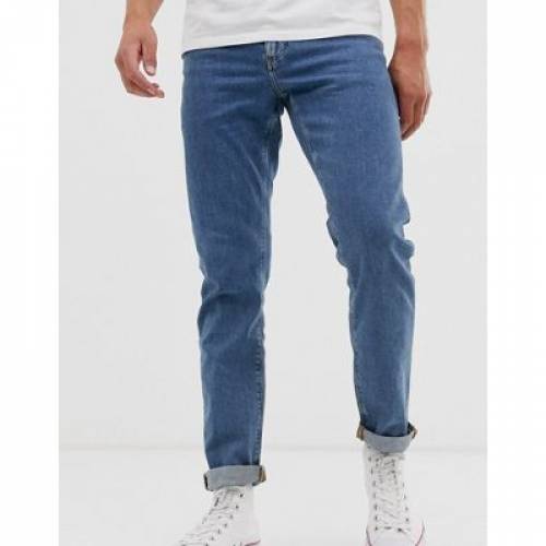 玄関先迄納品 スリム ジーンズ ミッド 青色 ブルー デニムジーンズ Slim Asos Design Stretch In Flat Mid Wash Blue メンズファッション ズボン パンツ スニケス 30 Off Aqsasport Org