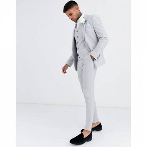 エイソス Asos Design ウェディング スキニー スーツ 灰色 グレー ミクロ テクスチャー スーツパンツ トラウザーズ メンズ Micro Asos Design Wedding Super Skinny In Ice Grey Texture Sgcc Bm