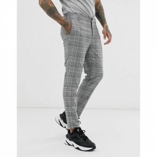 楽天スーパーセール メンズファッション グレー 灰色 スキニー Bershka ベルシュカ ズボン Grey Check Grey In Trousers Skinny メンズ パンツ Aoos2 241news Com