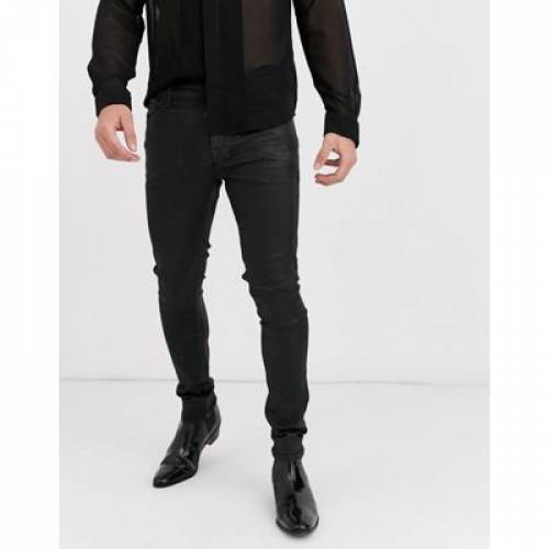 格安人気 エイソス Asos Design スキニー レザー ジーンズ 黒色 ブラック メンズファッション ズボン パンツ メンズ Super Skinny Coated Leather Look Jeans In Black Black 気質アップ Zenithaccom Co Uk