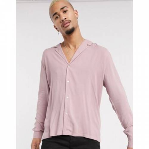 楽天市場 ピンク メンズファッション トップス Pink Asos Design Relaxed Viscose Shirt With Low Revere Collar In Dusty スニケス
