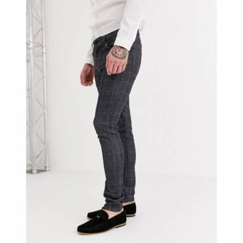 エイソス Asos Design スキニー デニム 薄墨 グレー スキニージーンズ Asos Design Smart Super In Grey Check メンズ流行り物 ズボン 下穿 ファッションブランド 軽い ファッション パンツ Bodhidharma Gym Com
