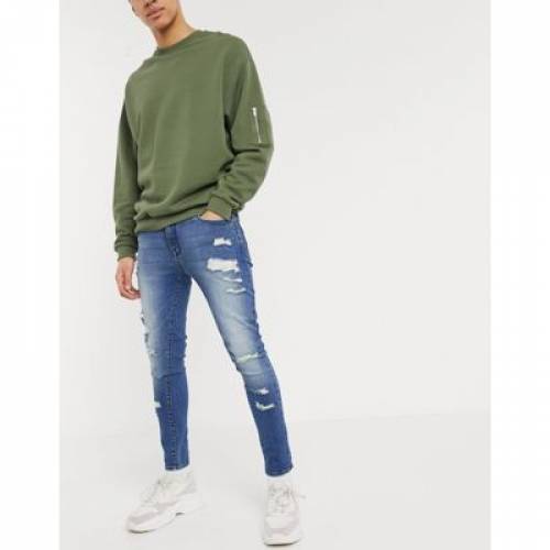 種類豊富な品揃え ズボン パンツ Design Asos Power パンツ ズボン メンズファッション ブルー 青色 ミッド パワー ジーンズ Spray Blue Wash Mid Rips Heavy With Stretch In Jeans On Www Dgb Gov Bf