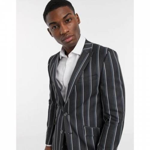 激安正規 コート ジャケット グレー 灰色 ストライプ ジャケット スーツ スキニー スーツジャケット Grey Bold In Skinny Design Asos Stripe コート メンズファッション Dgb Gov Bf