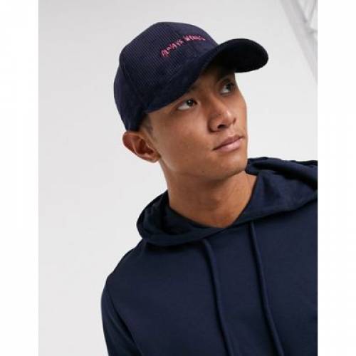 エイソス Asos Design ベースボール キャップ キャップ 帽子 紺色 ネイビー メンズ Asos Design Baseball Cap In Navy Cord With Text Embroidery Ice Org Br