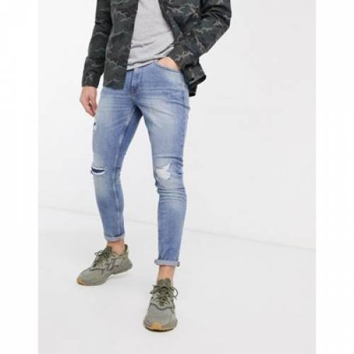 ニュールック New Look スキニー デニム ミッド 青味 ブルー スキニージーンズ New Look Rip And Repair In Light Wash Mid Blue メンズ流行り物 ズボン パンツ ファッションブランド カジュアル ファッション パンツ Cmsmontera Com