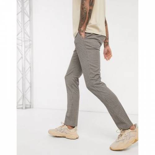 保障できる Puppytooth Brown In Trousers Smart Skinny メンズ パンツ ズボン メンズファッション ブラウン 茶色 スキニー Topman トップマン Check Brown Aoos2 Ne7na Com