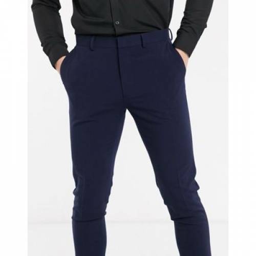 エイソス Asos Design スキニー 紺色 ネイヴィー Asos Design Super Skinny Smart Trousers In Navy メンズファッション ズボン 下穿 ファッション商品名 心地好い ファッション パンツ Adrienpepin Com