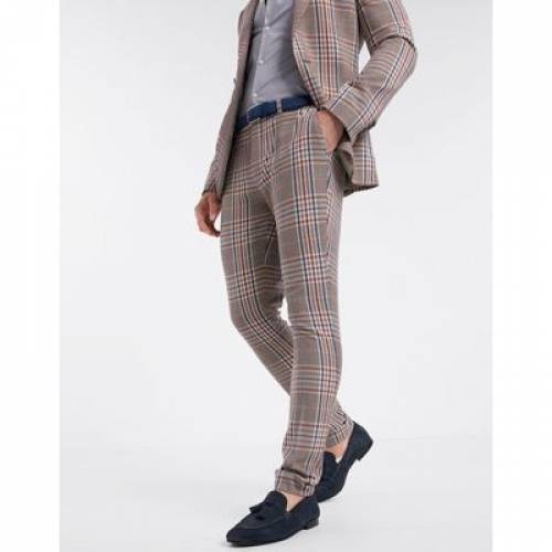 エイソス Asos Design スキニー スーツ キャメル スーツパンツ トラウザーズ メンズ Camel Asos Design Super Skinny In Multicolour Check Ice Org Br