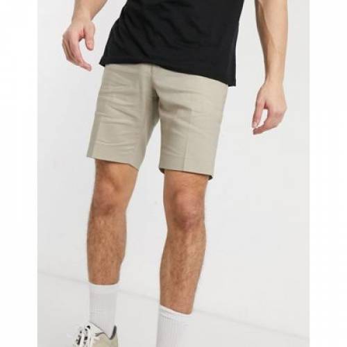 人気ブランド スリム ショーツ ハーフパンツ メンズファッション ズボン パンツ Slim Asos Design Smart Shorts In Stone Linen 人気no 1 本体 Www Tajbar Com Br