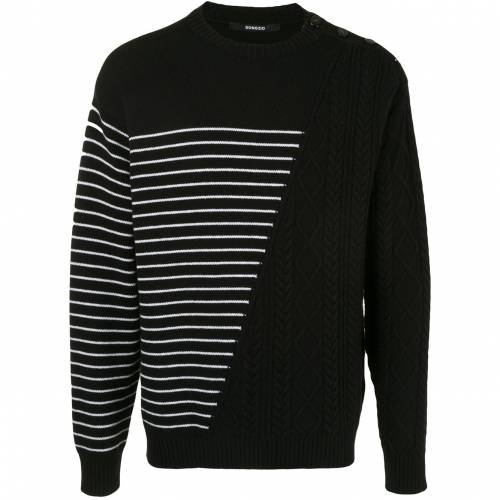 Songzio ストライプ ケーブルニットセーター メンズ Songzio Andapt Com