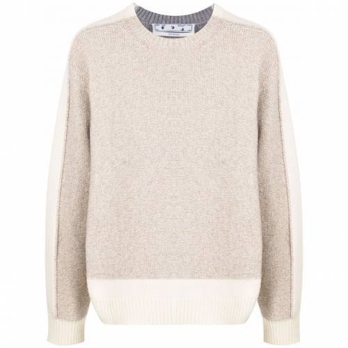 Off White オフホワイト ニット 灰色 グレー メンズ Offwhite Mask Knit Crewneck Tofu Light Grey Novix Com