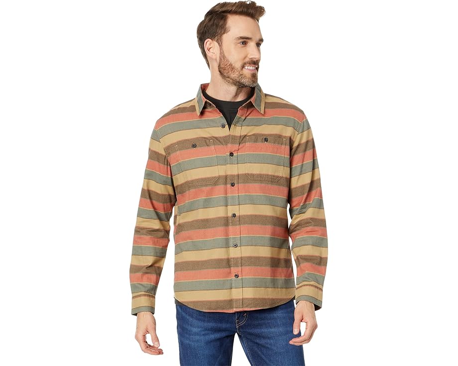 縞模様 L.L.BEAN メンズ 【 WICKED SOFT FLANNEL SHIRT STRIPE SLIGHTLY FITTED / APPLE CINNAMON 】 メンズ流行り物 トップス プルオーバー カットソー