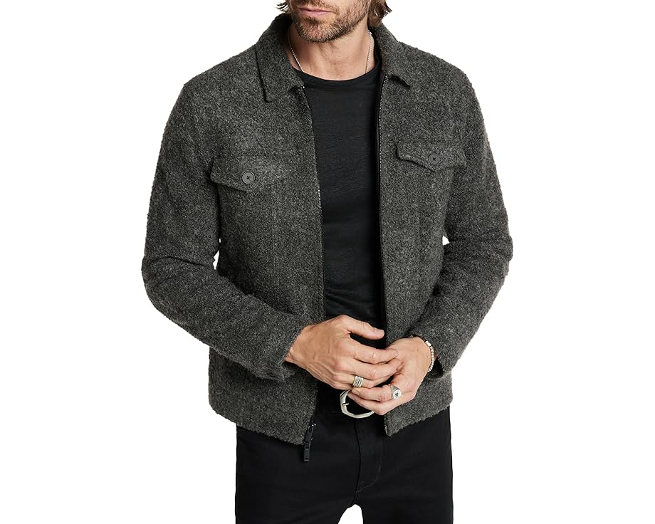 ジョンバルバトス スター トラッカー ジャケット チャコール ヘザー トラッカージャケット メンズ 【 JOHN VARVATOS CYNDER BOUCLE TRUCKER JACKET K6419Z4 / CHARCOAL HEATHER 】 メンズファッション コート｜スニケス