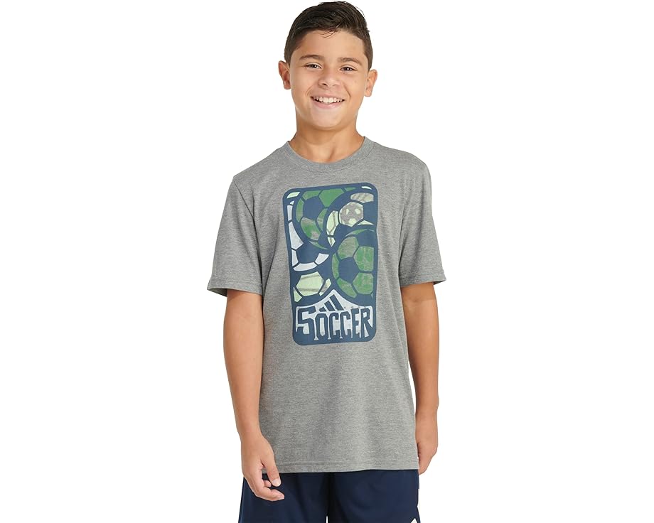 アディダス 蹴球 プルオーバー 濃灰色 薄墨色 薄墨色 お坊っちゃん キッズ 【 ADIDAS KIDS SS SOCCER HTR TEE / CHARCOAL GREY 】 もの言う花 マタニティ トップス カットソー