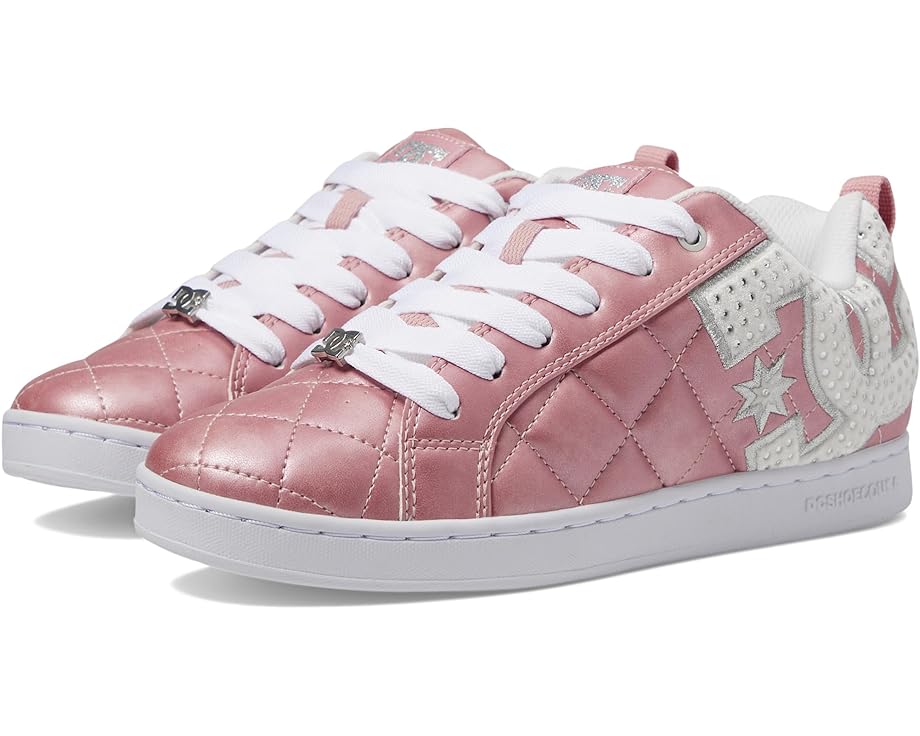 ディーシー 厚地の外套 サクラ色 しろがね色 しろがね色 スニーカー レディース 【 DC COURT GRAFFIK SE / PINK SILVER 】